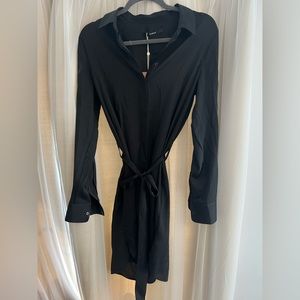QUINCE - womens washable silk black shirt dress in size medium